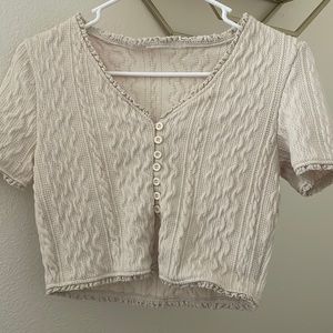 Beige button up Crop Top